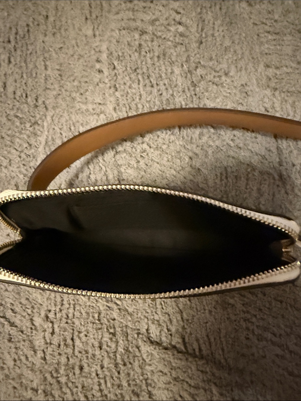 Neutral Cream Leather Belt Bag with Gold Accent - Picture 3 of 5